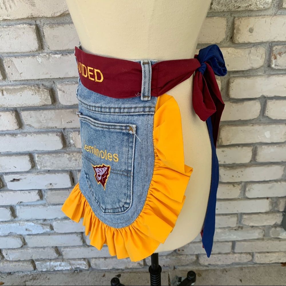FSU Seminoles/UF Gators house divided jean apron for your game cookouts